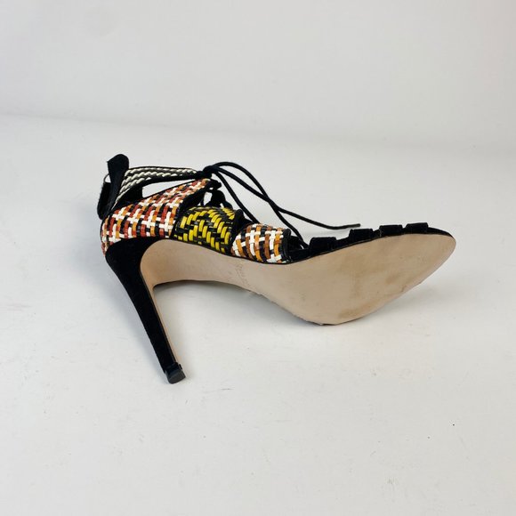Zara Mixed Weave Multicoloured Lace Up Stiletto Sandals! 38, 7 - Picture 5 of 5